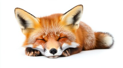 Obraz premium Sleeping Red Fox Resting Peacefully in Natural Habitat