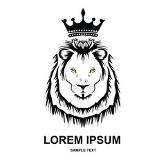 Black and white Lion head vector illustration with symmetrical design, for your logo template