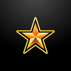 A Shining Golden Star with a Gradient Effect on a Dark Background