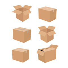 Fototapeta premium Collection recycle brown box packaging. vector illustration