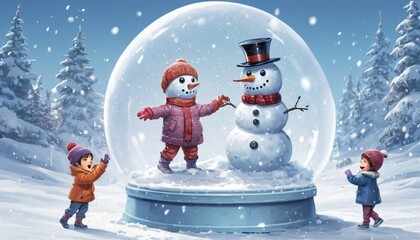 children playing with snow