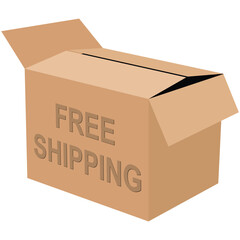 Realistic Cardboard Box On White Background. EPS10 Vector. Free shipping