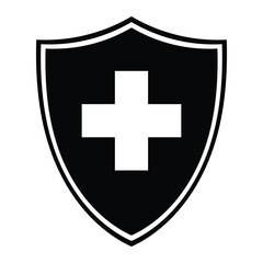 Immunity protection shield with cross vector icon. Immune system symbol. Protection health sign isolated on white background.