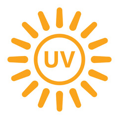 Sun with rays vector icon. UV resistant sign. Sun protection symbol. Ultraviolet radiation pictogram isolated on white background.