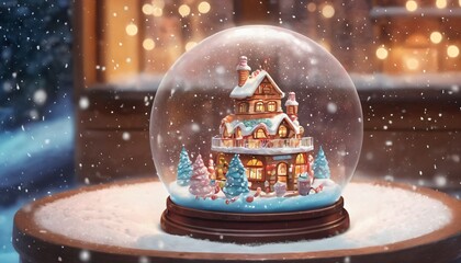snow globe with christmas lights