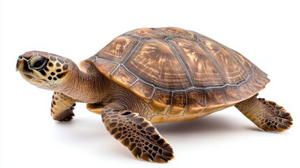 Fototapeta premium Green Sea Turtle Crawling in Shallow Water of Pond Nature Habitat