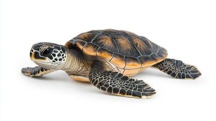 Obraz premium Peaceful Green Sea Turtle Swimming in the Ocean