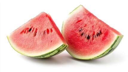 Sliced Sweet and Juicy Watermelon on a White Background