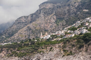 Obraz premium view of the town of Positano from the sea