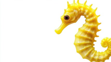 Naklejka premium Striking Yellow Seahorse Swimming Underwater in Marine Environment
