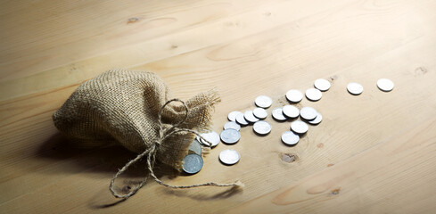 Silver coins in the bag