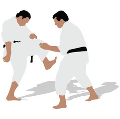 Two karate fighters vector isolated flat illustration