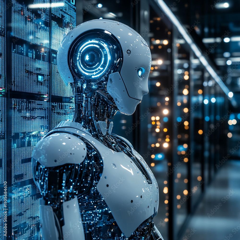 Poster ai generated robotics revolution high-tech lab digital art futuristic environment close-up view inno