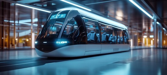Fototapeta premium Futuristic High-Speed Train in Modern Station