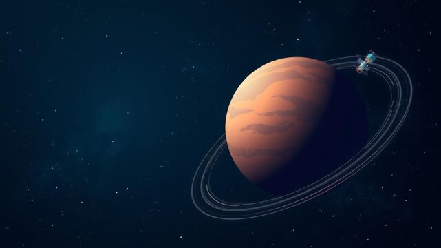 Abstract vector planet and satellite design template for web icons and science-related apps, concept, app, planet