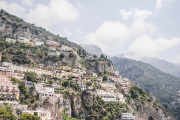 Obraz premium view of the town of Positano from the sea