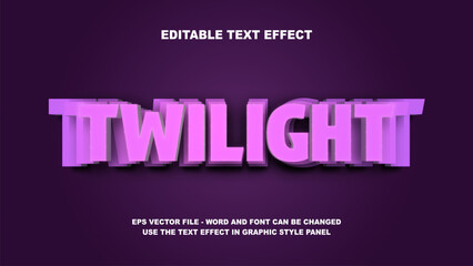 Editable Text Effect Twilight 3D Vector Template