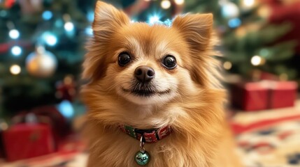 Pomeranian Celebrating the Holiday Season Cheerfully