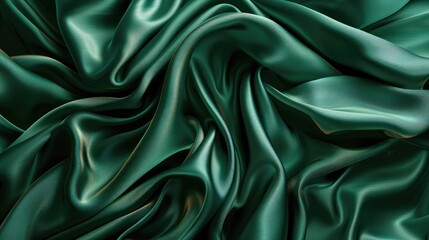 Obraz premium Emerald green silk fabric texture.