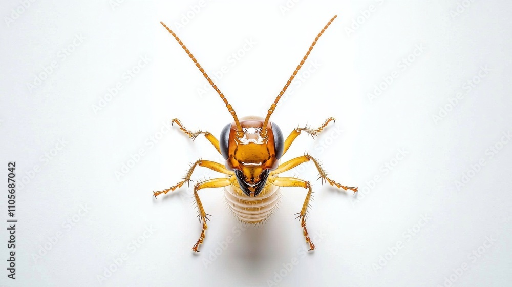 Poster captivating closeup of a vibrant crawling insect with detailed exoskeleton and intricate natural pat