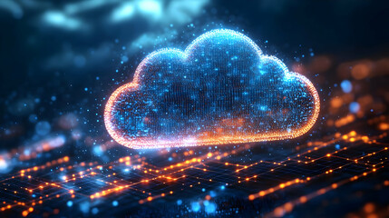 Glowing 3D Cloud Network Illustration