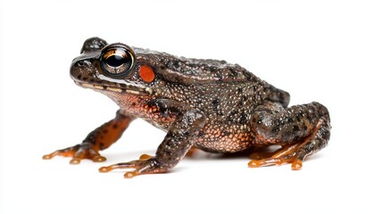 Fototapeta premium Closeup of a Warty Amphibian Frog Camouflaged in a Lush Forest Environment
