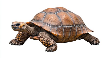 Obraz premium Closeup of a Slow Moving Arid Dwelling Turtle with Patterned Shell