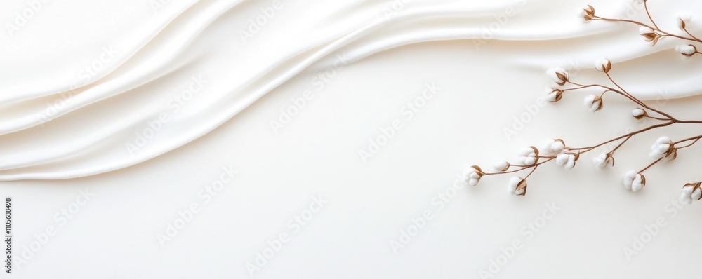 Aufkleber soft white waves flow across a smooth surface, accented by delicate blooms gently arranged. this com