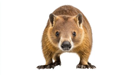 Fototapeta premium Curious Wombat Exploring the Forest Habitat on the Ground