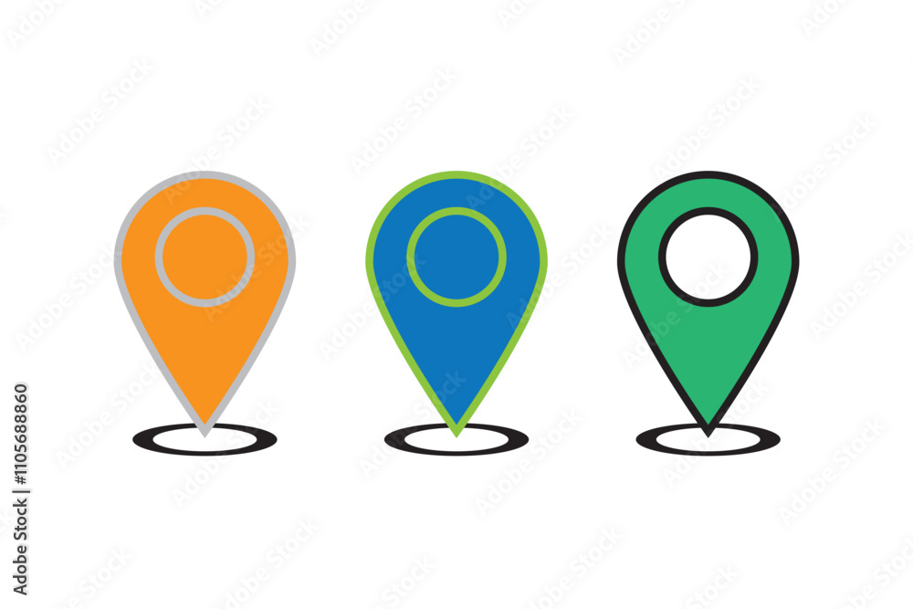 Poster map pin location address icon editable vector stock illustration on transparent background.
