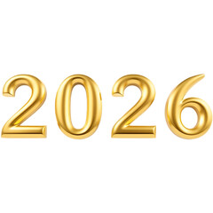 A large, glossy, solid gold number "2025" with smooth, reflective surfaces. png isolated background. transparent background.