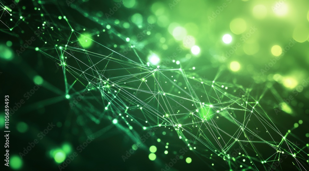 Poster abstract green digital background with a recycling symbol, an ai generative technology concept.
