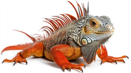 Obraz premium Vibrant Tropical Iguana Reptile in Close up Wildlife Portrait