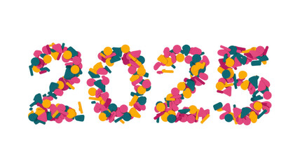 Fototapeta premium 2025 sign made with colorful confetti on transparent background