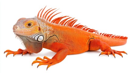 Obraz premium Vibrant Orange Iguana with Spiky Scales and Vivid Details in Natural Habitat