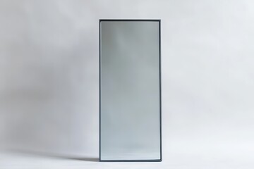 Gray rectangular mirror with frame isolated on white background