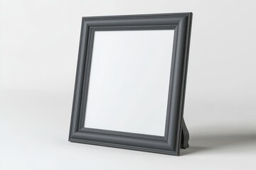 Gray photo frame with stand isolated on white background