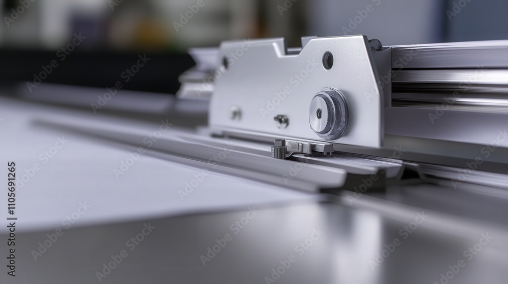 Poster a guillotine paper cutter with a built-in paper clamp, providing stability and precision when cuttin