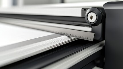 A guillotine paper cutter with a built-in paper clamp, providing stability and precision when cutting multiple sheets at once.