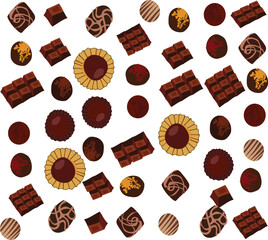 seamless background with chocolate chocolate pattern chocolate set