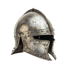 medieval helmet front view, on isolated transparent background