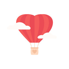 Red Balloon, isolated flat illustration in transparent background