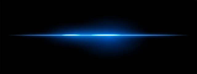 Blue laser light. Thin horizontal beam, soft glowing effect, intense blue illumination, futuristic design, minimalistic light streak, energy pulse, modern lighting decor.