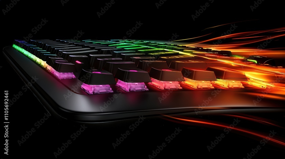 Poster a high-performance gaming keyboard with programmable rgb keys, designed to enhance the gaming experi