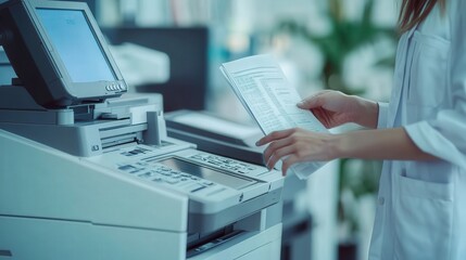 A high-performance photocopier with advanced features such as double-sided printing, booklet creation, and multiple document sorting