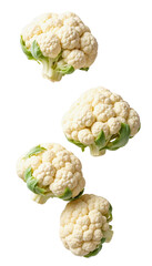 Obraz premium Fresh Organic Cauliflower Heads on transparent Background