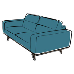 Modern sofa couch divan, furniture interior decor of home apartment vector illustration. Sofa  furniture