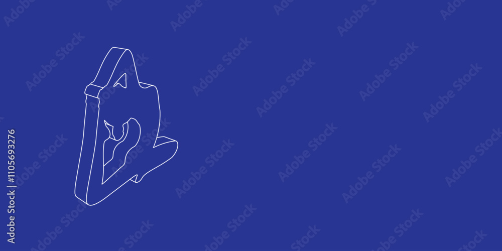 Aufkleber the outline of a large yoga stretching pose symbol made of white lines on the left. 3d view of the o