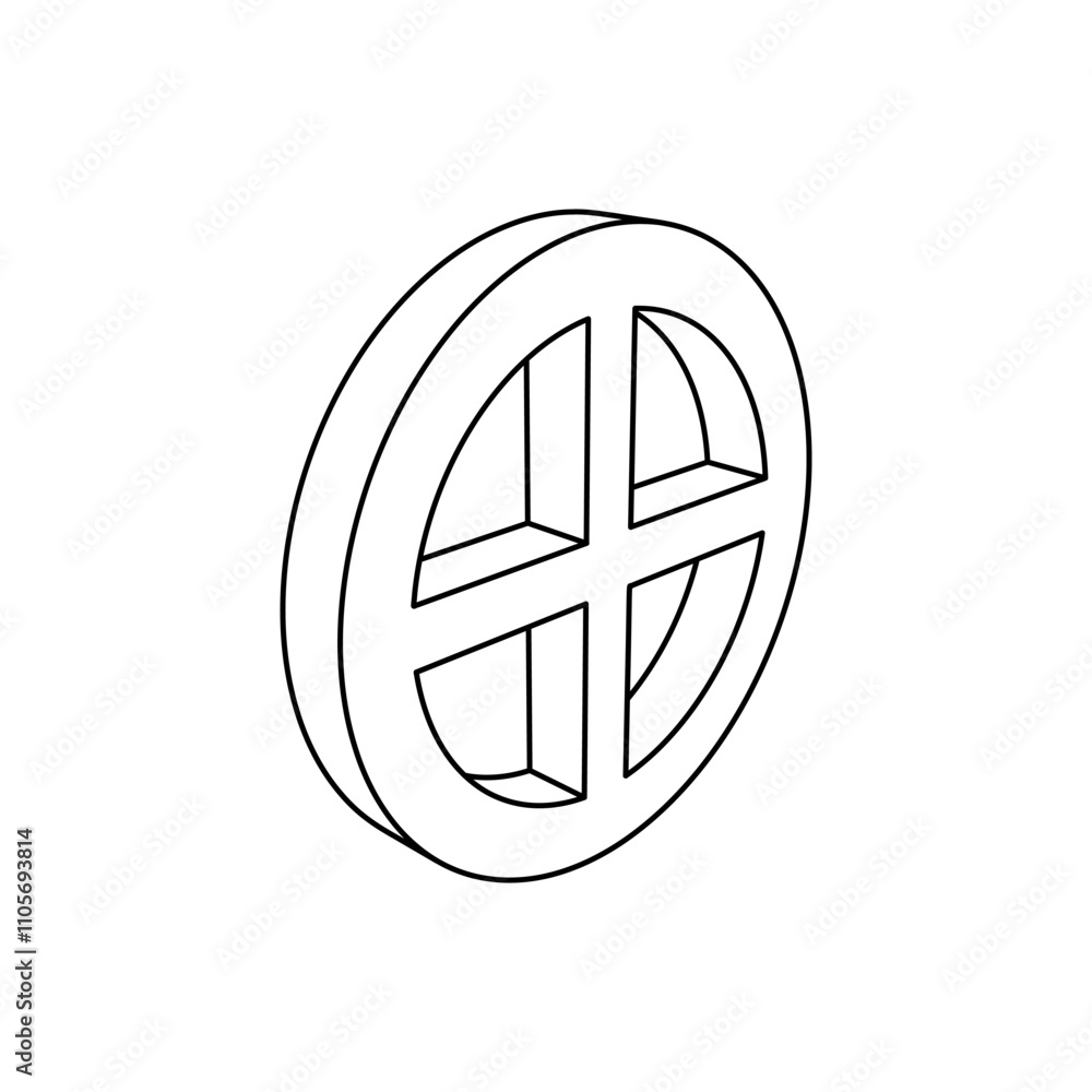 Poster the outline of a large astrological earth symbol is made with black lines. 3d view of the object in 