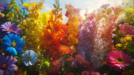 Rainbow-Themed Floral Bouquets: A series of bouquets featuring flowers in every shade of the rainbow, symbolizing love and diversity.
